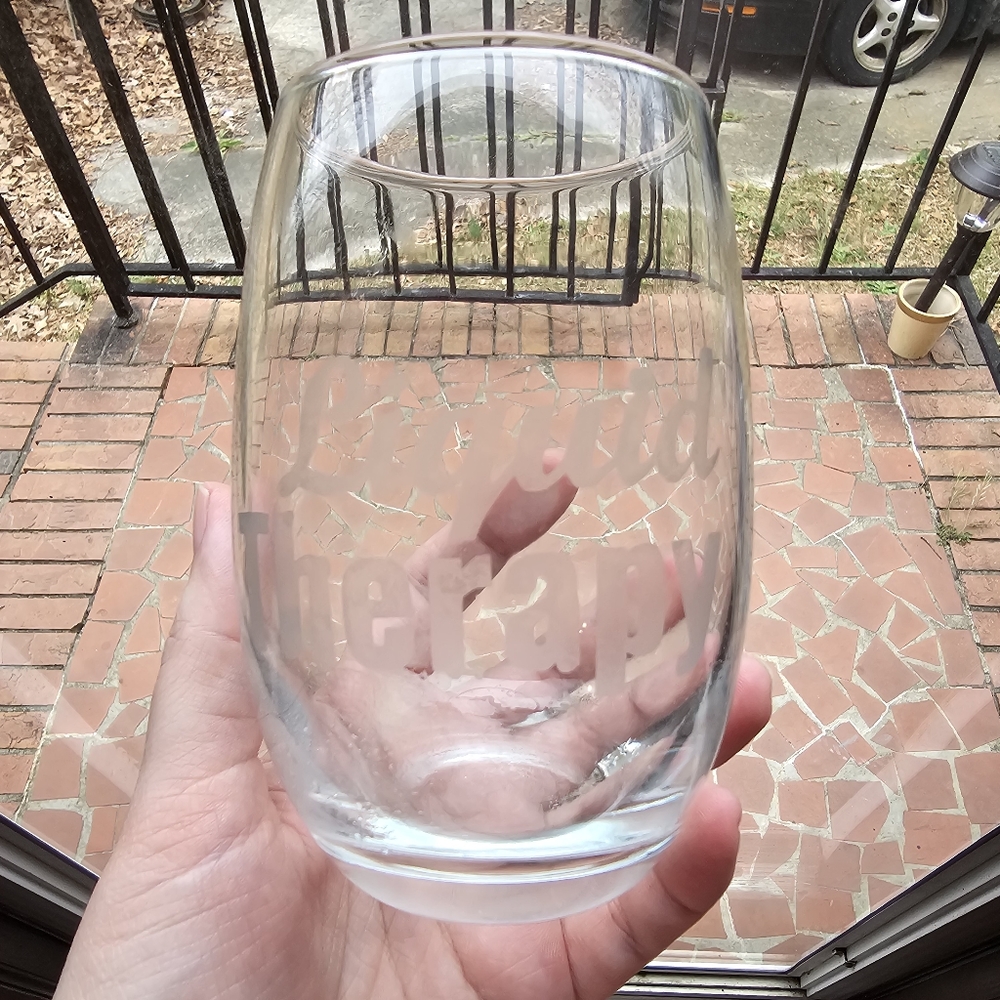 Liquid Therapy Beautiful Beacons Etched Stemless Wine Glass